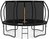 JUMPZYLLA Trampoline 8FT 10FT 12FT 14FT Trampoline Outdoor with Enclosure - Recreational Trampolines with Ladder and Galvanized Anti-Rust Coating, ASTM Approval- Outdoor Trampoline for Kids