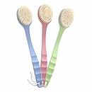 Back Scrubber Shower Scrubbing Brush With Long Handle Soft Bristle Massager Wet Or Dry Brushing Exfoliating Body Cleaning Brush Bath Brush For Men Women Bathing Accessories Assorted Colours 35cm (1Pc)