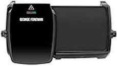 George Foreman Large Electric Grill & Griddle [Dual independent temperature control, Energy saving, Easy clean, Non stick, Healthy, Toastie, Hot plate, Panini, BBQ, Ready to cook light] Black, 23450