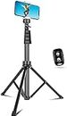 62" Phone Tripod & Selfie Stick, Sensyne Extendable Cell Phone Tripod Stand with Wireless Remote and Phone Holder, Compatible with iPhone Android Phone, Camera