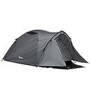 Outsunny Tente de Camping 2-3 Personnes Tente dôme étanche légère ventilée Facile à Monter 2 Portes fenêtres dim. 3,25L x 1,83l x 1,3H m Fibre Verre Polyester PE Gris