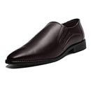 LOUIS STITCH Brunette Brown Italian Leather Shoes Mocassin Comfortable Slipon Handcrafted Formal Loafers for Men (RXSOBB) (Size- 8UK)