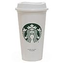 Starbucks White Reusable Plastic Travel Mug/Cup/Tumbler Grande Medium, 16oz 473ml