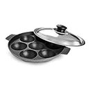 CELLO Non-Stick 7 Cavity Appam Patra Kan with Stainless Steel Lid | South Indian Appam Cooking Container | Durable and Efficient Cooking Tool