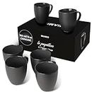 MIAMIO - 6 x 350 ml Stoneware Coffee Mug/Cup Set - Le Papillon Collection (Black)