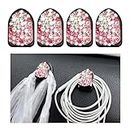 Suvnie 4 PCS Bling Car Mini Hooks, Multifunctional Glitter Auto Dashboard Hook with Adhesive, Crystal Hanging Storage Hook, Universal Vehicle Interior Organizer for Car Home (Pink)