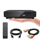 Lecteur DVD pour TV, 1080P HD, Sortie HDMI/AV/USB, Prise en Charge de Tous Les Disques de Région, Comprend Un câble AV/HDMI et Une Télécommande