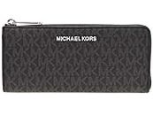Michael Kors Jet Set Travel Large Three Quarter Zip Wallet (Black Signature)