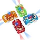 4 Pack Track Cars Magic Toy Car Glow in The Dark Cute Race Cars Replacement Track Accessories Car with 5 Flashing LED Lights and DIY Stickers Compatible with Most Tracks Set for Kids Boys and Girls