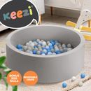 Keezi Soft Kids Ocean Ball Play Pit Paddling Foam Pool Barrier Toy 90x30cm Grey