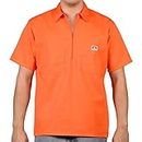 Ben Davis Short Sleeve 1/2 Zip Shirt (Orange, X-Large)