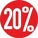 GreenIT Aufkleber 20cm rund Sticker Prozent Rabatt Sale Preis Aktion Ausverkauf Schaufensteraufkleber (20 Prozent)