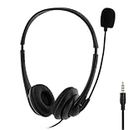 Dyazo Computer Wired Headphones | Headset with Mic | 3.5 MM Jack Compatible for Laptops | Pc | Notebooks (Black)
