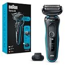 Braun Electric Shaver for Men, Series 5 51-M1200s, Wet & Dry Electric Shaver with Precision Trimmer, Rechargeable, Waterproof, Advanced German Engineering, Black/Turquoise, 5 min Quick Charge
