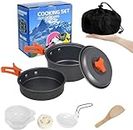 Camping Cookware Outdoor Cooking Set Bowl Pot Pan, Aluminium Camping Cooking Utensils with Portable Bag for Outdoor Camping, Lightweight Camping Accessories