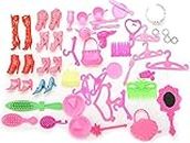 iDream Plastic Doll Accessories Shoes Bag Mirror Hanger Comb Bracelet For Dolls (Multicolor) (Set Of 50), Kid