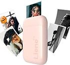LIENE Photo Printer, 2x3″ Mini Portable Instant Photo Printer w/ 5 Zink Sticky-Backed Paper, Bluetooth, Compatible w/iOS & Android, Small Color Mono Picture Printer for iPhone, Smartphone, Pink