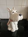 Tarro de almacenamiento de galletas Westie Scottie Terrier grande de cerámica vintage para perro