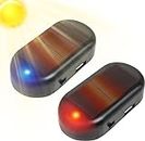 2Pcs Fake Car Alarm with Flashing LED Solar Power Simulated Car Alarm LED Light Anti-Theft Warning Lights Flashing Security Lamp with USB Port Universal Automotive Warning Accessories for Most Cars