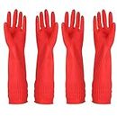 Lot de 2 paires de gants de nettoyage en caoutchouc et réutilisables Taille M Red