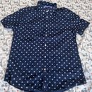 Tommy Hilfiger Shirt Mens L (custom Fit) Blue White Stars Short Sleeve Button UP