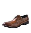 Mens Oxford Shoes, Men Dress Shoes, Men's Business Casual Pointed Toe Carved Round Row Lace Up Low Top Rubber Sole Dress Shoes (Color : Coffee, Size : 7)