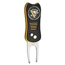 Team Golf NHL Pittsburgh Penguins Switchfix Divot Tool with Double-Sided Magnetic Ball Marker, Features Patented Single Prong Design, Causes Less Damage to Greens, Switchblade Mechanism