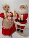 Vintage Animated Motion Light Up Santa & Mrs Claus 60cm