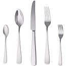Amazon Basics 20-Piece Stainless Steel Flatware Set with Square Edge, Service for 4 Count, Silver