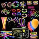 iGLOW Glow Sticks - 233 Pieces Bulk Party Pack Multicolor 100 Glow Sticks + 133 Accessories Light Stick Set