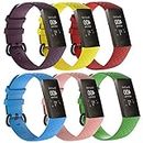 Bands intended for Fitbit Charge 4 Band or intended for Fitbit Charge 3 Band Small Large, Replacement Silicone Flexible Adjustable Sport Wristband Strap Bracelet Accessory intended for Charge 4 Fitness Tracker Women Men (6Colors-B)