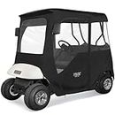 10L0L Golf Cart Enclosure 2 Passenger 600D for Universal EZGO TXT/RXV, with 2 Door Zippers, Security Side Mirror Openings, Taillight Zone UPVC Windows, Waterproof Portable Transparent Rain Cover