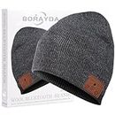 BORAYDA Bluetooth Beanie, Bluetooth 5.2 Wool Hat HD Stereo,24 Hours Play time,Built-in Microphone, Men's/Women's Christmas Electronic Gift (Charcoal)