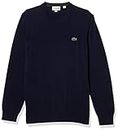 Lacoste Men's Long Sleeve Crewneck Cotton Jersey Sweater, Navy Blue, XX-Large