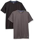 Amazon Essentials Men's Active Performance Tech T-Shirt (Available in Big & Tall), Pack of 2, Dark Grey/Black, Large