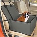 Extra Stable Dog Car Seat - Robust Car Dog Seat or Puppy Car Seat for Small to Medium-Sized Dogs - Reinforced Walls and 3 Belts - Waterproof Pet Car Seat for Back and Front Seat (Grey/Black)