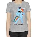 Rainbow Dash Pony Deal with It Camiseta Clásica De Mujer con Cuello Redondo y Manga Corta Small