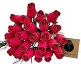 The Original Wooden Rose Valentines Day All RED Flower Bouquet (2 Dozen)