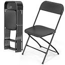 VINGLI 6 Pack Black Plastic Folding Chair, Indoor Outdoor Portable Stackable Commercial Seat with Steel Frame 350lb. Capacity for Events Office Wedding Party Picnic Kitchen Dining