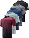 Liberty Imports 5 Pack Men’s Active Quick Dry Crew Neck T Shirts | Athletic Running Gym Workout Short Sleeve Tee Tops Bulk, Edition 3, Large