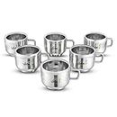 VRIND Stainless Steel Mini Designer Tea Cup/Coffee Cup - Double Wall | Apple Shape (Set of 6) (50 ml Each)