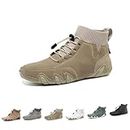 Italian Men's Handmade Suede High Boots - Barefoot Shoes Leather - Leather Boots Men -Suede Shoes Men- Leather Boots Men's Barefoot Shoes - Casual Outdoor Trainers For Hiking ( Color : Khaki , Size :