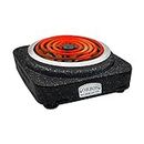 ORBON Mild Steel 1250 Watts Square Electric G Coil Hot Plate Radiant Cooking Stove/ Hookah Coal Burner Works with All Metal Cookwares (Black)