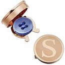 HAWSON Rose Gold Button Cover Cufflinks for Men - Personalized Initial Letter Embossed Cuff Links for Tuxedo Shirts Business Accessories Alphabet Initial S