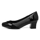 Softlites Vera Womens Black Block Heel Court Shoe - Size 5 UK - Black