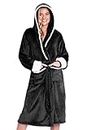 CityComfort Ladies Dressing Gowns Soft Fleece Hooded Women's Robes (XL, Charcoal)