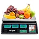 ROVSUN 88LB 40KG Deli Electronic Commercial Price Computing Scale with LCD Display for Retail Outlet Store, Kitchen, Restaurant Market, Farmer, Food, Meat, Fruit - Silver & Black