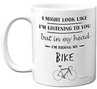 Stuff4 Cycling Gifts for Men Women - in My Head I'm Riding My Bike - Funny Gifts for Cyclists, Biker Gifts, Mens Mountain Bike Gifts, 11oz Ceramic Dishwasher Safe Premium Mugs Cup