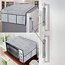 E-Retailer Exclusive 3-Layered Jute Combo Set of Appliances Cover (1 Pc. of Fridge Top Cover, 2 Pc Handle Cover and 1 Pc. of Microwave Oven Top Cover) (Color-Grey, Set Contains-4 Pcs.)