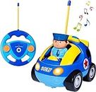 SGILE Remote Control Car for Toddlers with Sound and Light, RC Police Car Toys Birthday Gift Present for 18 Month+ Year Old Boys Girls, Blue